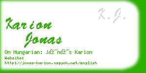 karion jonas business card